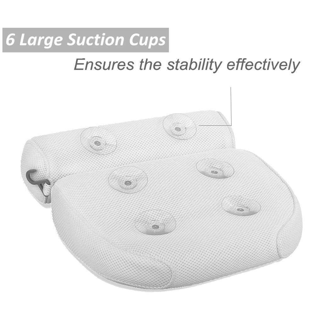 6 suction cups bath pillow 3D net bathtub pillow 0 - Tophatter Daily Deals