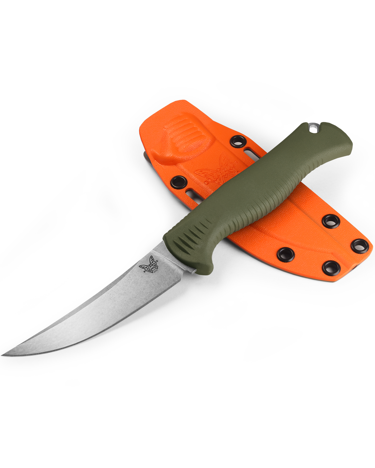Benchmade Meatcrafter 4" - OD Green Santoprene Handle - CPM-154 - Fixed Blade - 15505 Knives - Tophatter Daily Deals