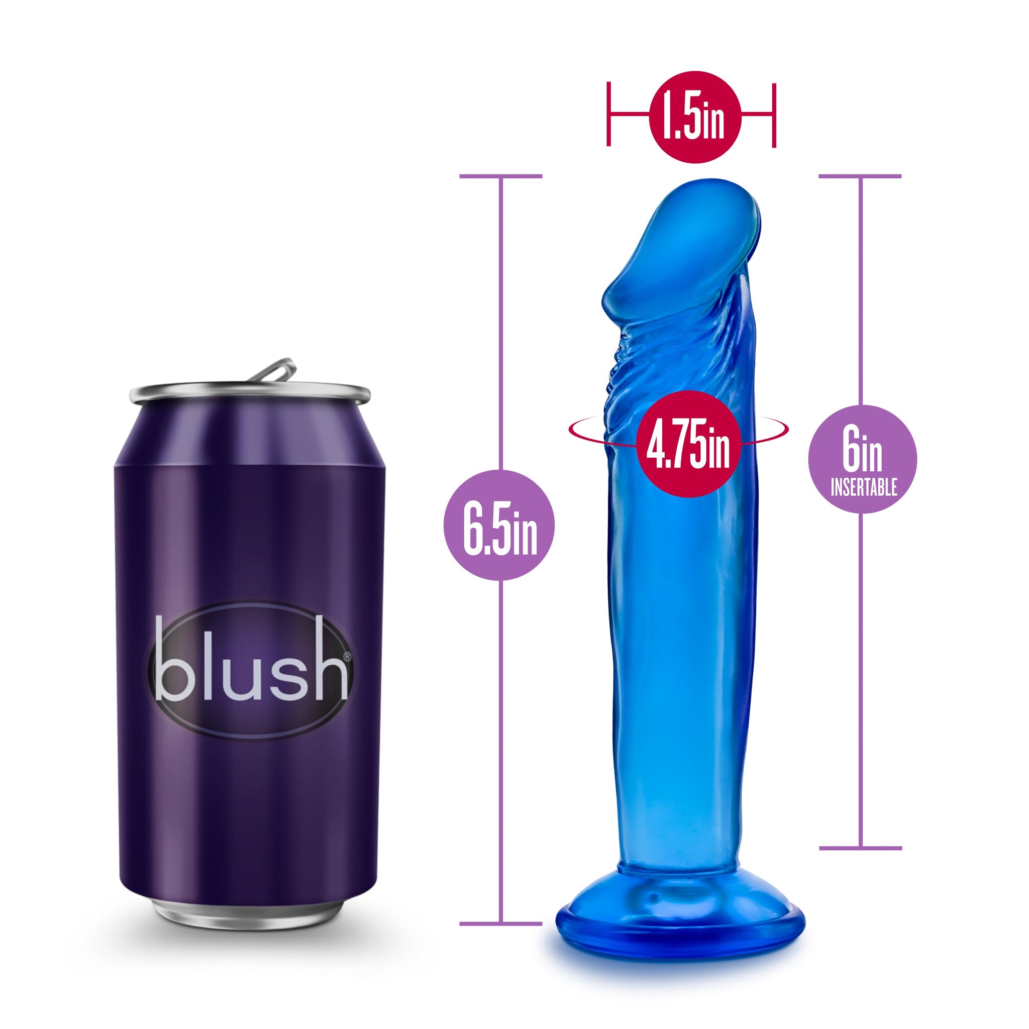 B Yours Sweet N Small 6 Inch Blue Realistic Dildo with Suction Cup > Dildos > Slim Dildos - Tophatter Daily Deals