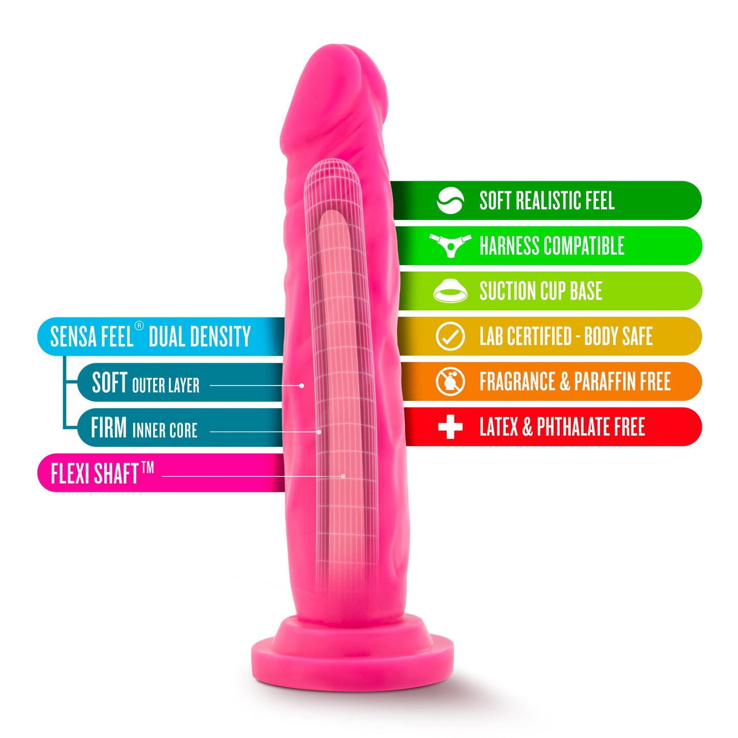 Neo Dual Density Cock 7.5 Inch Neon Pink Dildo > Dildos > Realistic Dildos - Tophatter Daily Deals