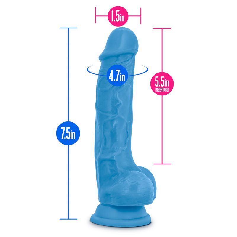 Neo 7.5 Inch Dual Density Cock With Balls (Neon Blue) – 7.5 Inch Realistic Dildo > Dildos > Realistic Dildos - Tophatter Daily Deals