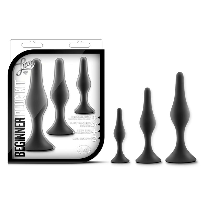 Luxe Beginner Plug Kit (Black) – Three Graduated Sizes Anal Plug Set > Anal Range > Butt Plug Kits - Tophatter Daily Deals