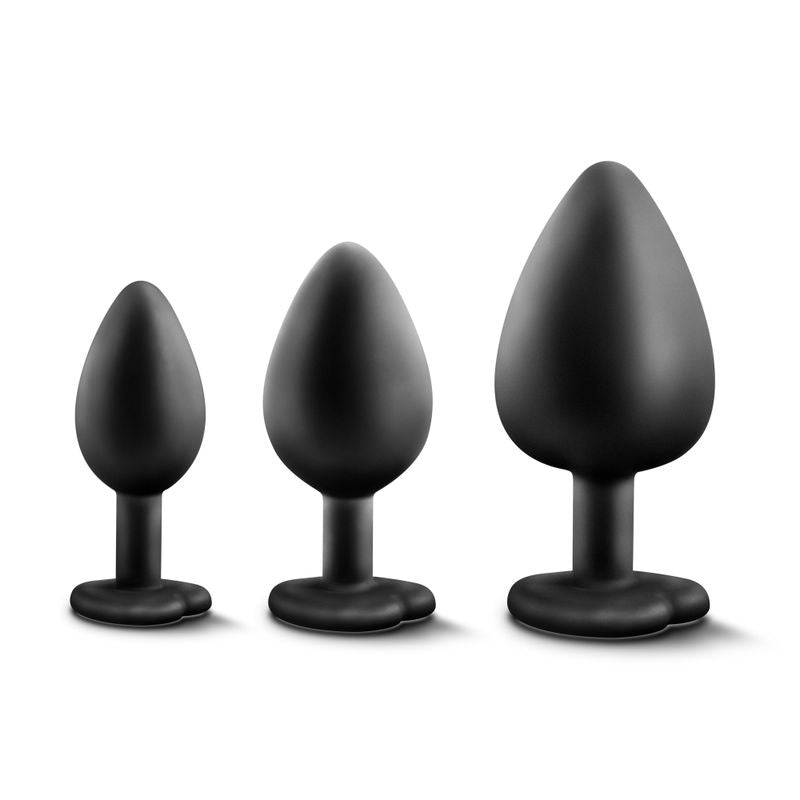 Luxe Bling Plugs Training Kit Black With Clear Gems - 3 Sizes > Anal Range > Butt Plug Kits - Tophatter Daily Deals