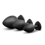 Luxe Bling Plugs Training Kit Black With Clear Gems - 3 Sizes > Anal Range > Butt Plug Kits - Tophatter Daily Deals