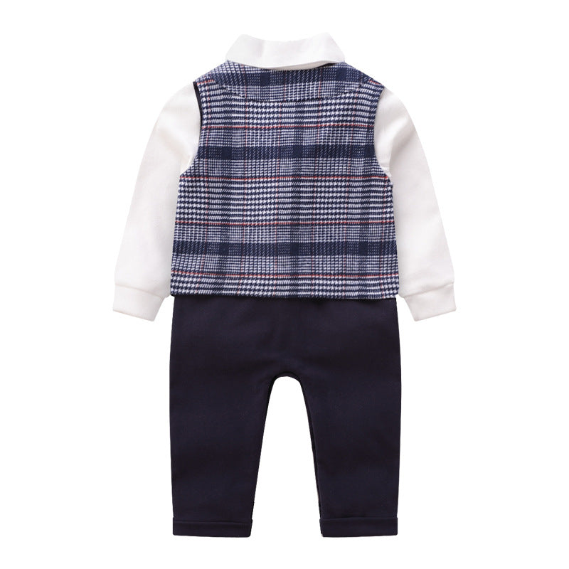 Baby vest striped gentleman romper 0 - Tophatter Daily Deals