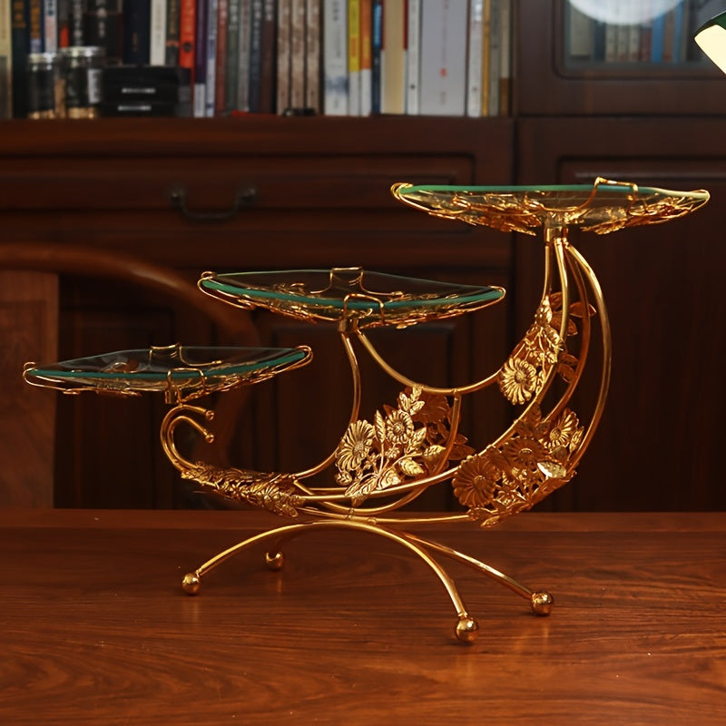 Golden Moon Metal Glass Tray Centerpiece Home & Garden > Decor - Tophatter Daily Deals