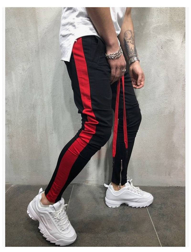 Autumn And Winter Explosions Men's Casual Sweatpants Black red 0 - Tophatter Daily Deals