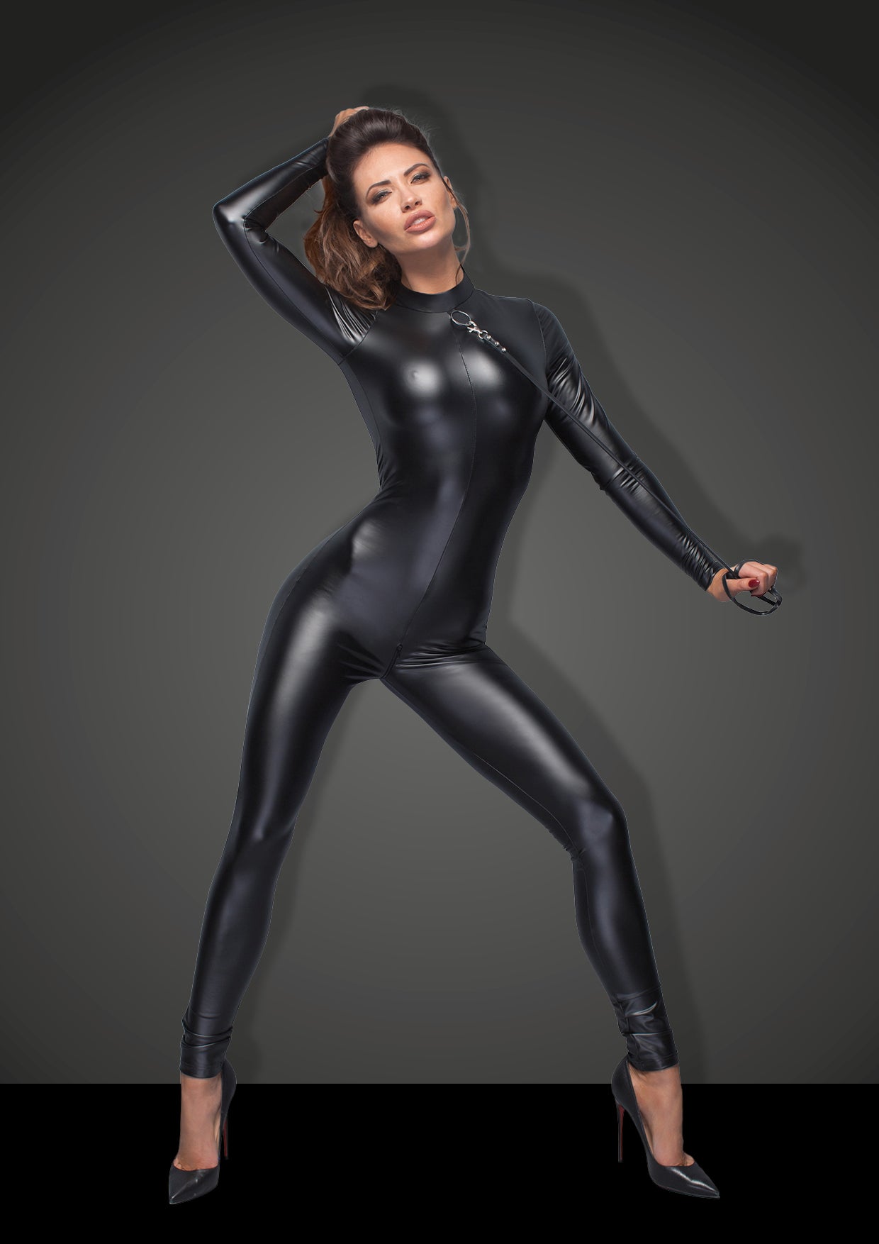 Power Wetlook Overall With Leash And Two Way Zipper > Clothes > Womens Harnesses - Tophatter Daily Deals