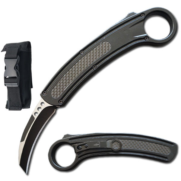Tactical Auto Karambit Talon Dual Action OTF Carbon Fiber Knife Collectible Weapons - Tophatter Daily Deals