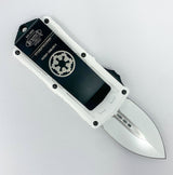 Microtech Exocet - Double Edge White Blade - Stormtrooper - 157-1ST Automatic Knives - Tophatter Daily Deals
