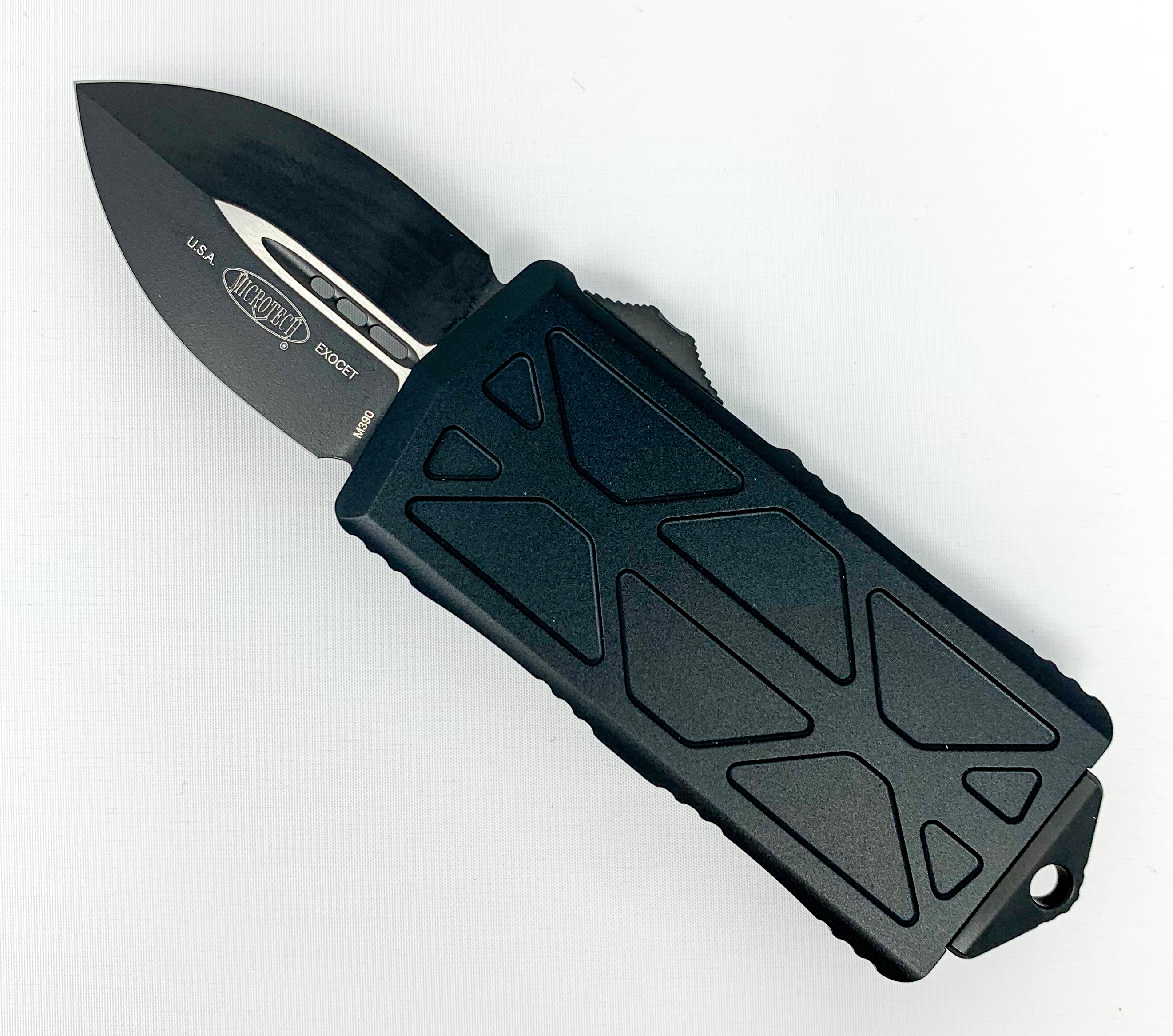 Microtech Exocet - Black D/E Blade - Black Tactical Chassis - 157-1T Knives - Tophatter Daily Deals
