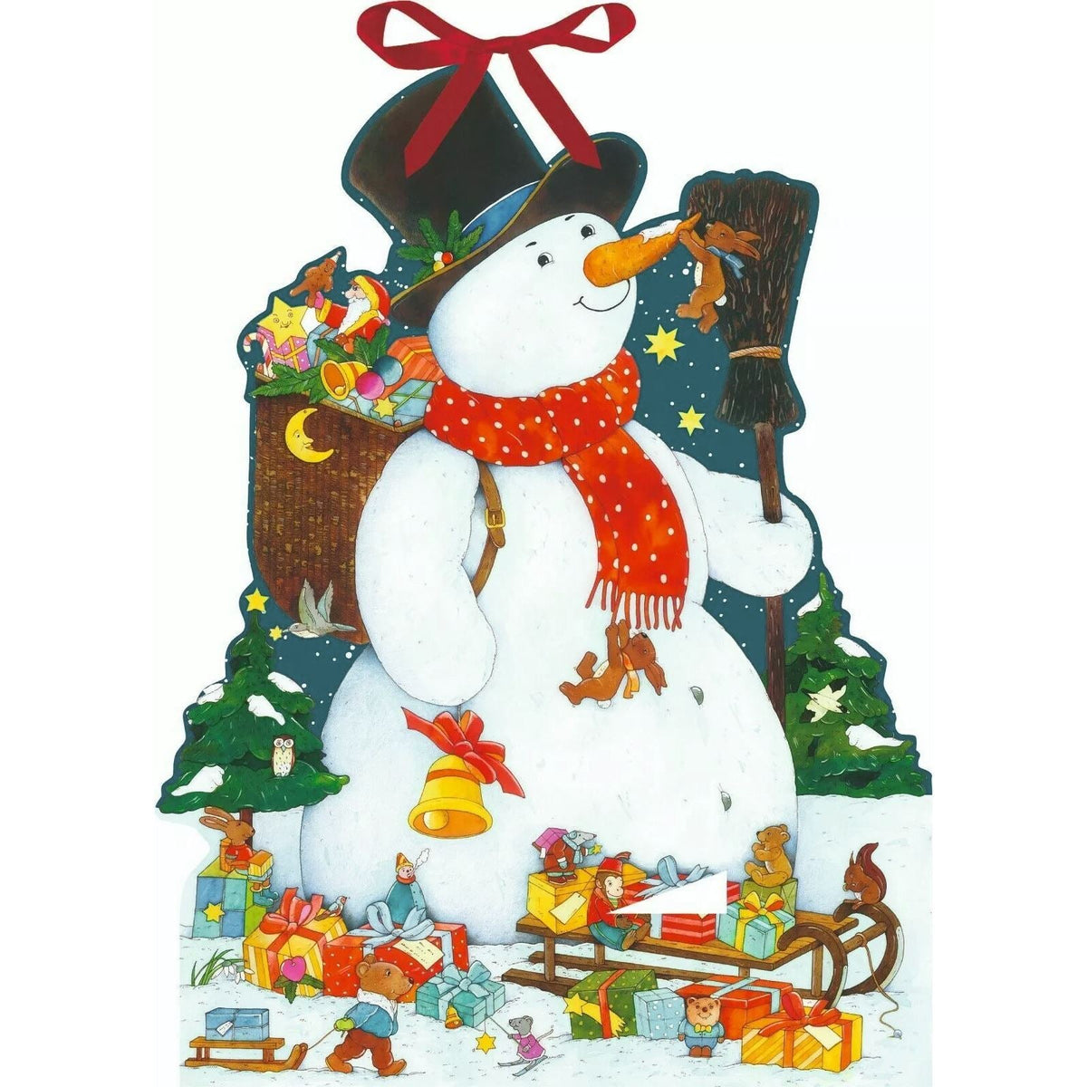 Snowman Advent Calendar | Large Kids Christmas Countdown with Glitter & Ribbon Advent Calendar - Tophatter Daily Deals