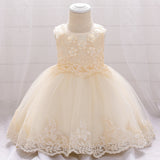 Baby girl one year old net yarn princess dress Beige 0 - Tophatter Daily Deals