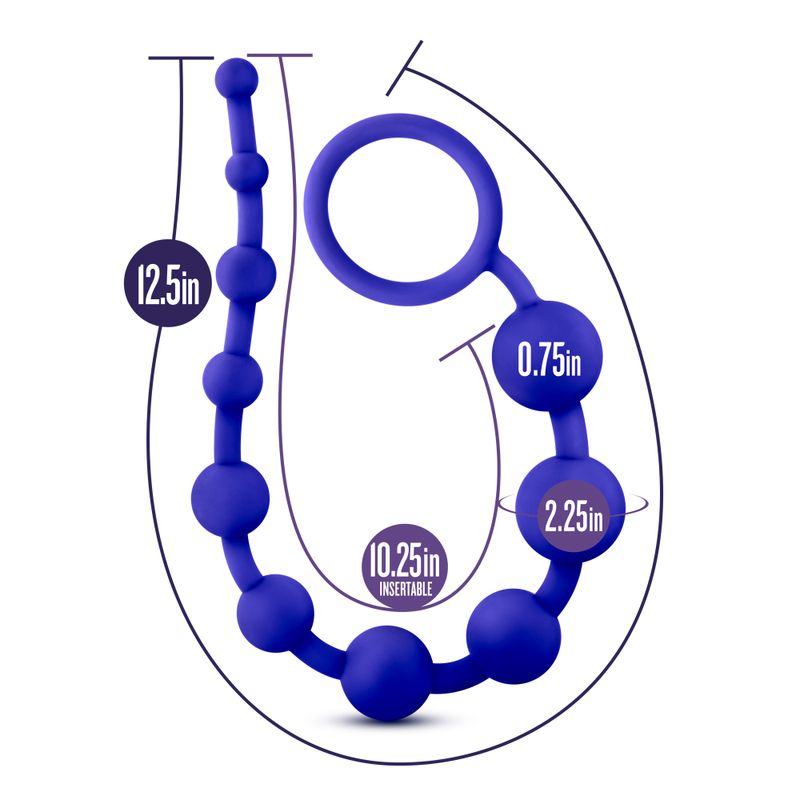 Luxe Silicone 10 Beads Indigo Anal Toy 12.5 Inch Length > Anal Range > Anal Beads - Tophatter Daily Deals
