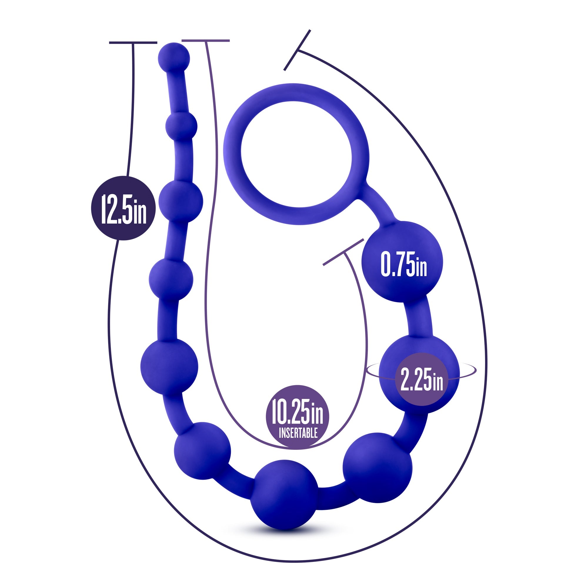 Luxe Silicone 10 Beads Indigo Anal Toy 12.5 Inch Length > Anal Range > Anal Beads - Tophatter Daily Deals