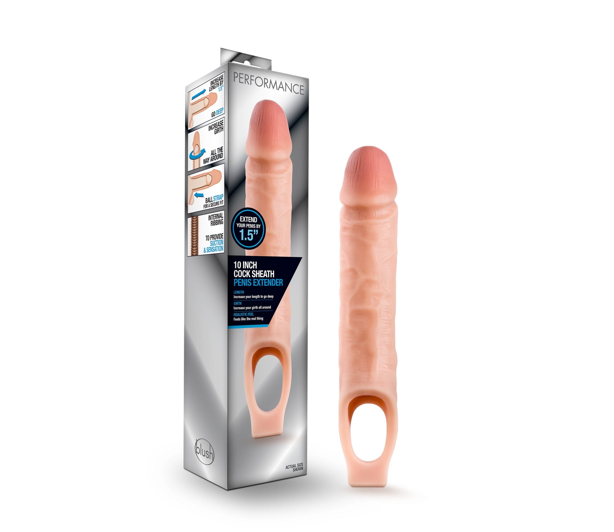 Performance Cock Sheath 10 Inch Penis Extender Sleeve > Sex Toys For Men > Penis Sleeves - Tophatter Daily Deals