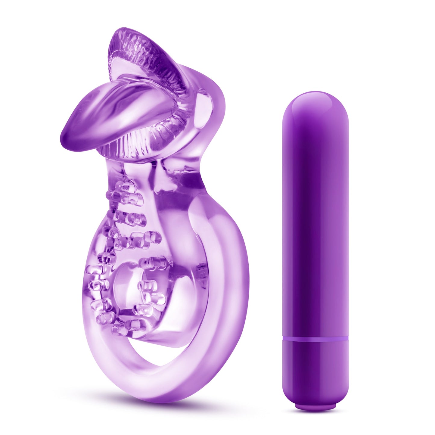 Vibrating Double Strap Cockring in Purple > Cock Ring > Vibrating - Tophatter Daily Deals