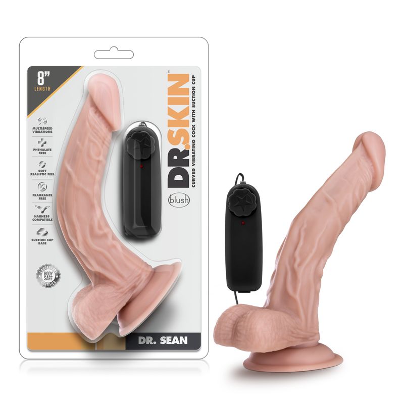 Dr Skin Dr Sean 8 Inch Vibrating Cock with Suction Cup in Vanilla > Vibrators > Realistic Vibrators - Tophatter Daily Deals
