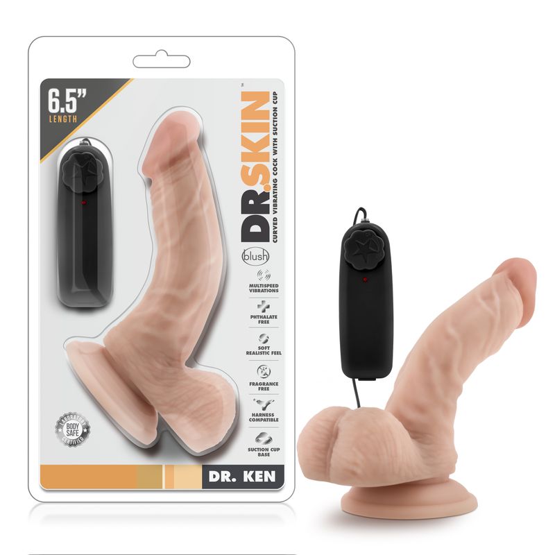 Dr Skin Dr Ken 6.5 Inch Vibrating Cock with Suction Cup Vanilla > Vibrators > Realistic Vibrators - Tophatter Daily Deals