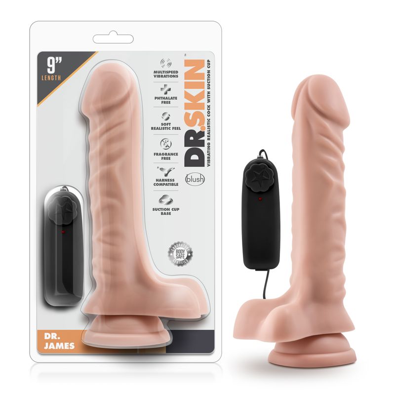 Dr Skin Dr James 9 Inch Vibrating Cock with Suction Cup Vanilla > Vibrators > Realistic Vibrators - Tophatter Daily Deals