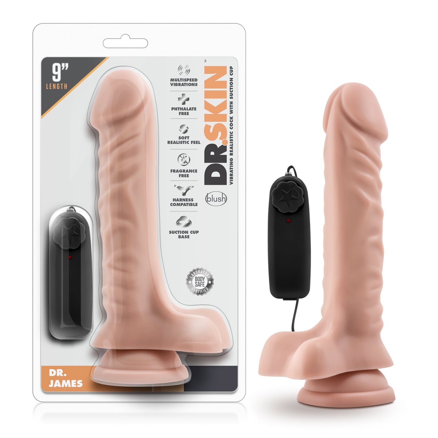 Dr Skin Dr James 9 Inch Vibrating Cock with Suction Cup Vanilla > Vibrators > Realistic Vibrators - Tophatter Daily Deals