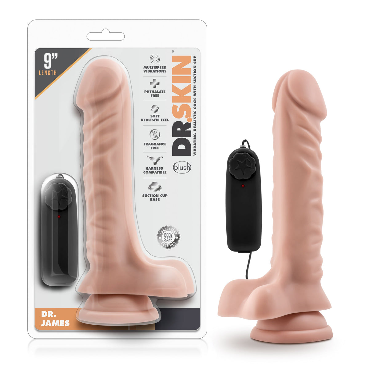 Dr Skin Dr James 9 Inch Vibrating Cock with Suction Cup Vanilla > Vibrators > Realistic Vibrators - Tophatter Daily Deals