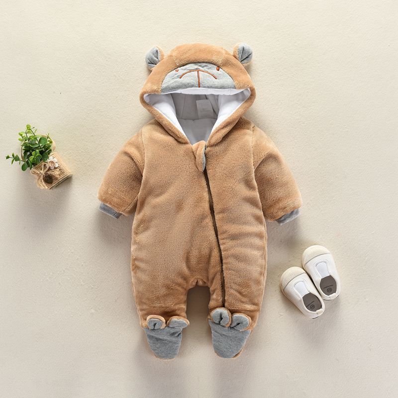 Autumn and winter newborn climbing suit Brown 0 - Tophatter Daily Deals