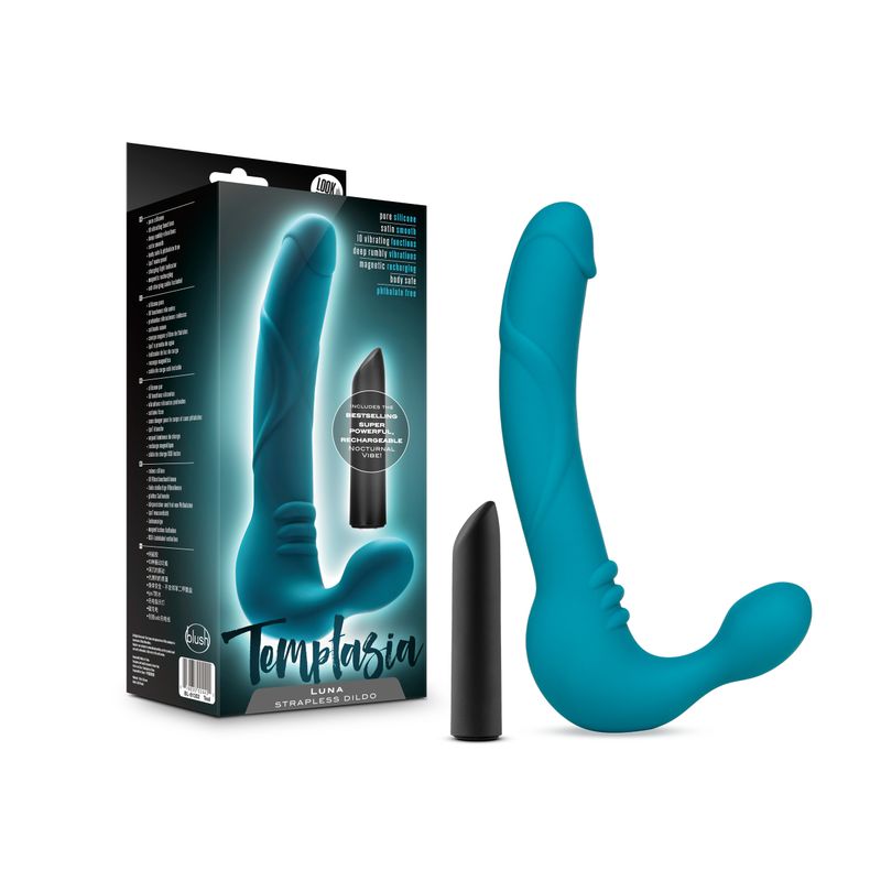 Temptasia Luna Strapless Silicone Dildo in Teal > Dildos > Strapless Strap Ons - Tophatter Daily Deals