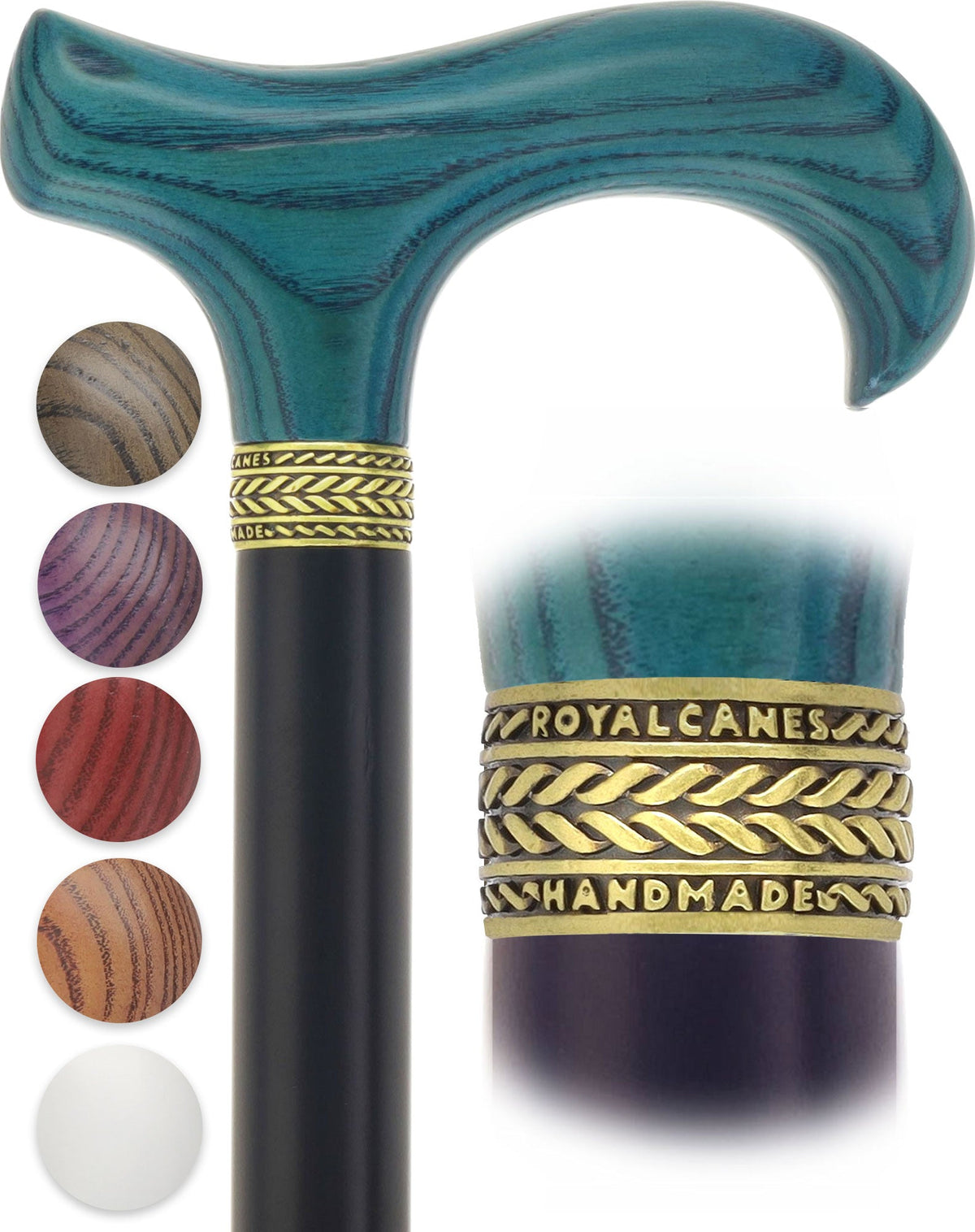 Royal Canes Super Strong Heavy Duty Walking Cane, Classic Derby Handle, 42.5 inch, Large Grip, Multiple Colors Derby Classic Walking Canes - Tophatter Daily Deals