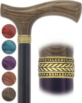 Royal Canes Classic Fritz: Wood-Stained, Pewter Collar (Standard & Slim Profiles) Fritz Handle Walking Canes - Tophatter Daily Deals