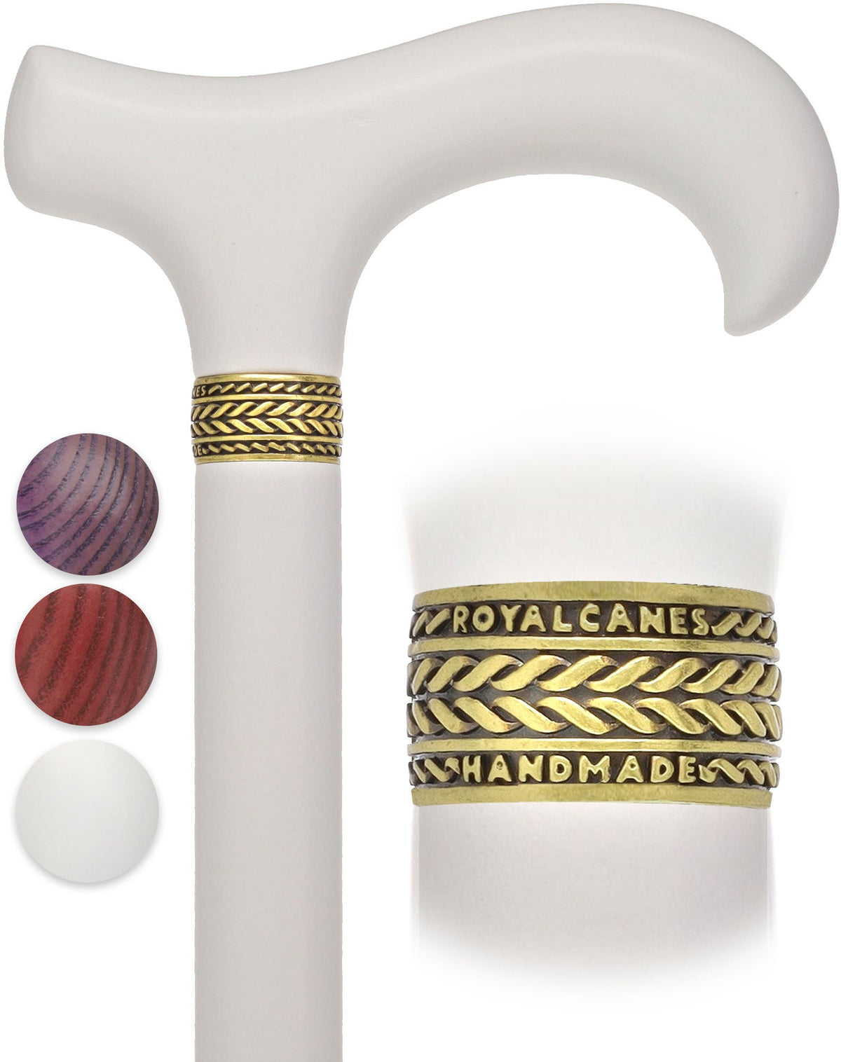 Super Strong Derby Handle Cane - Ash Wood, Pewter Wheat Collar, Matching Stain, 3 Color Options Derby Classic Walking Canes - Tophatter Daily Deals