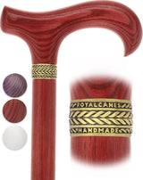 Super Strong Derby Handle Cane - Ash Wood, Pewter Wheat Collar, Matching Stain, 3 Color Options Derby Classic Walking Canes - Tophatter Daily Deals
