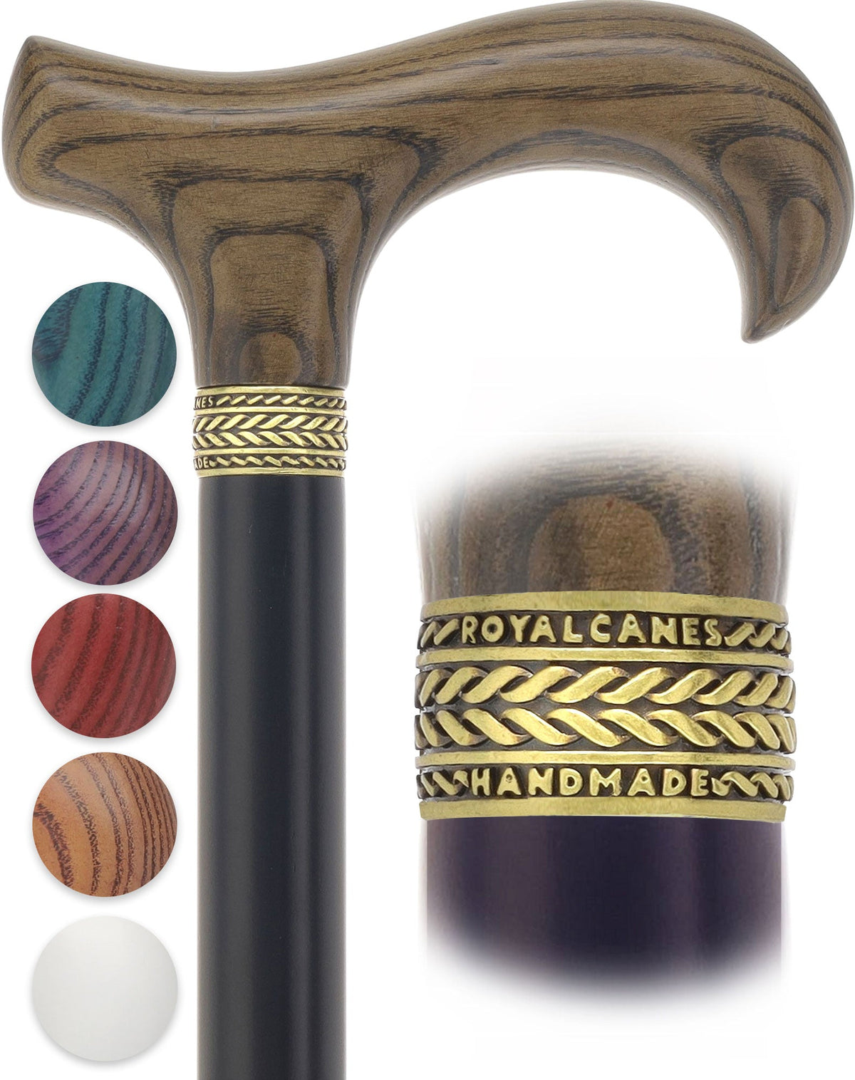 Royal Canes Super Strong Heavy Duty Walking Cane, Classic Derby Handle, 42.5 inch, Large Grip, Multiple Colors Derby Classic Walking Canes - Tophatter Daily Deals
