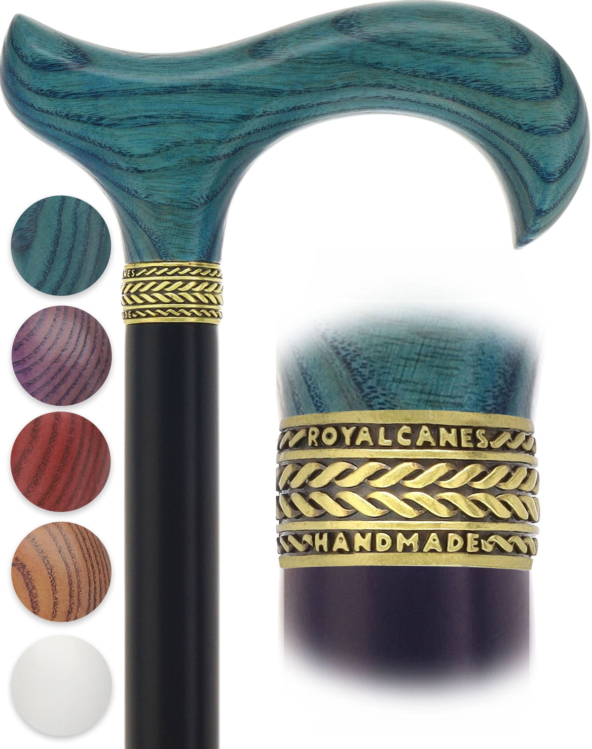 Royal Canes Super Strong Heavy Duty Walking Cane, Classic Derby Handle, 42.5 inch, Large Grip, Multiple Colors Derby Classic Walking Canes - Tophatter Daily Deals