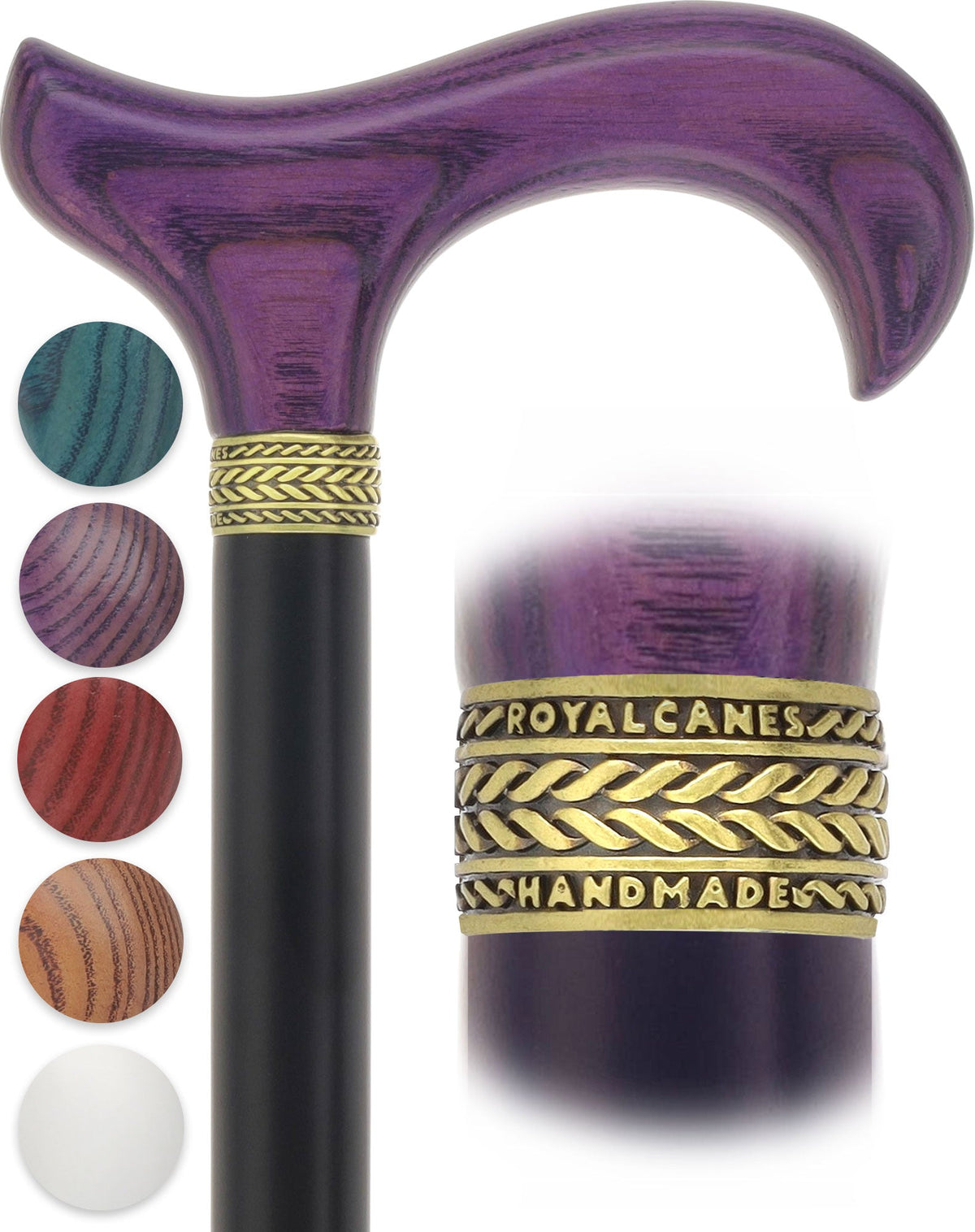 Royal Canes Super Strong Heavy Duty Walking Cane, Classic Derby Handle, 42.5 inch, Large Grip, Multiple Colors Derby Classic Walking Canes - Tophatter Daily Deals