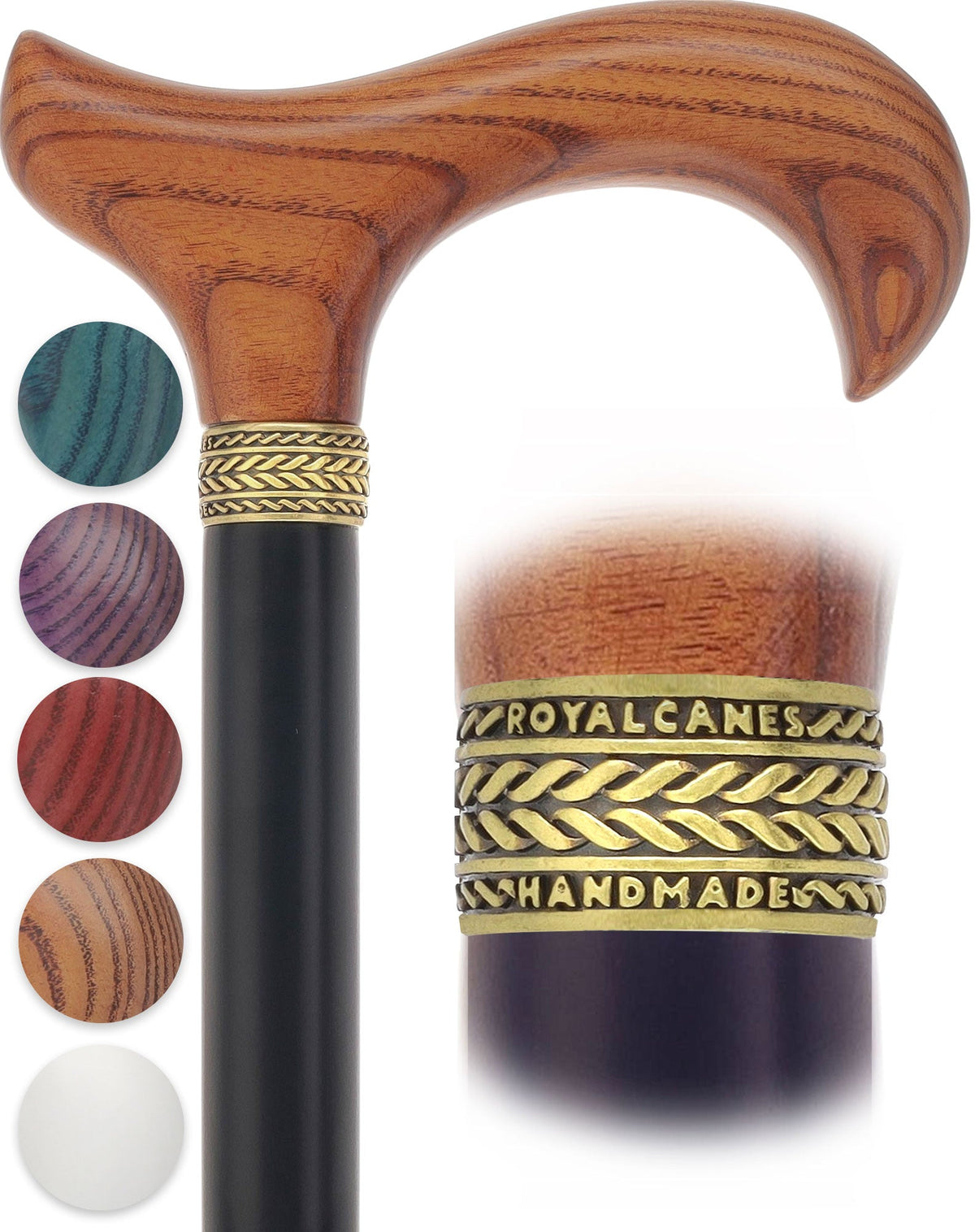 Royal Canes Super Strong Heavy Duty Walking Cane, Classic Derby Handle, 42.5 inch, Large Grip, Multiple Colors Derby Classic Walking Canes - Tophatter Daily Deals