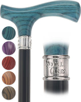Royal Canes Classic Fritz: Wood-Stained, Pewter Collar (Standard & Slim Profiles) Fritz Handle Walking Canes - Tophatter Daily Deals