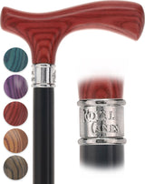 Royal Canes Classic Fritz: Wood-Stained, Pewter Collar (Standard & Slim Profiles) Fritz Handle Walking Canes - Tophatter Daily Deals