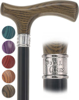 Royal Canes Classic Fritz: Wood-Stained, Pewter Collar (Standard & Slim Profiles) Fritz Handle Walking Canes - Tophatter Daily Deals