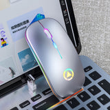 BLACK Silent ULTRA THIN rechargeable wireless mouse 7 GLOWING LIGHTS Argent 0 - Tophatter Daily Deals