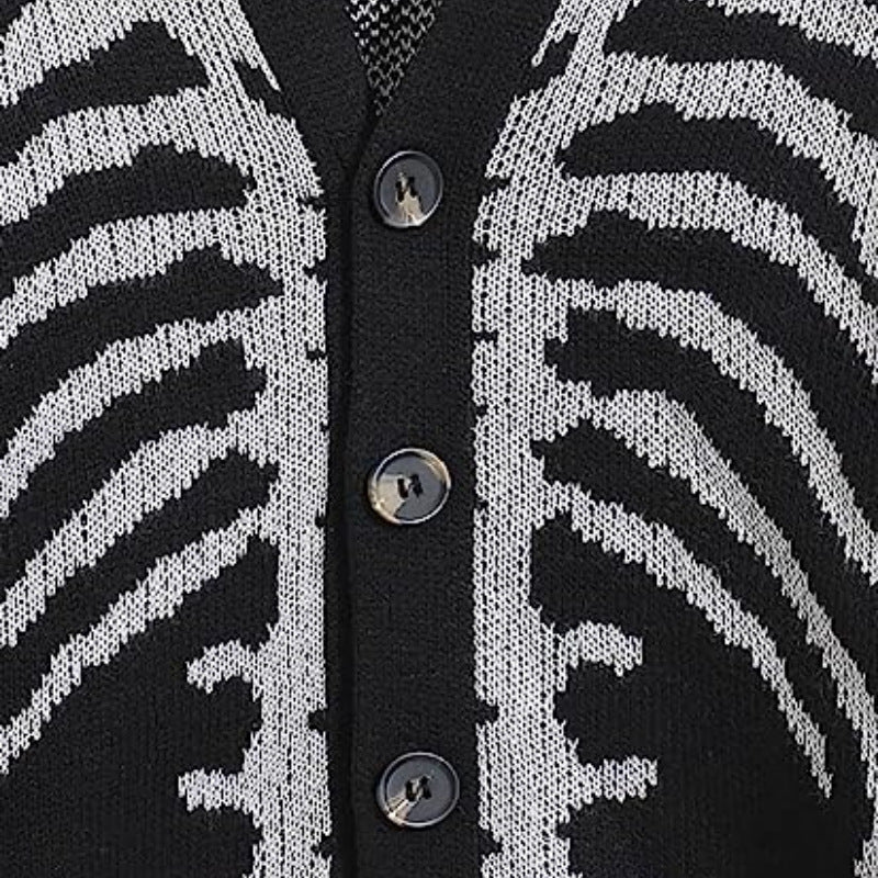 Oversized Men's Jacquard Cardigan - Skeleton Knit, Acrylic 3D Changing Face Moving Picture Frame - Tophatter Daily Deals