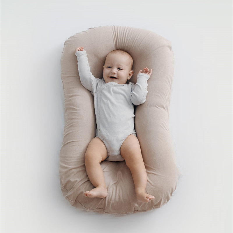 Portable Baby Nest Bed Travel Cradle Cushion Beige 45x75cm Baby Gear - Tophatter Daily Deals