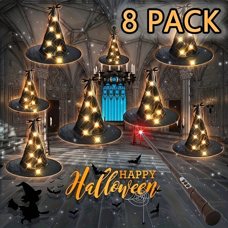 Glowing Hanging Witch Hats with Remote (8 Pack) Halloween - Tophatter Daily Deals