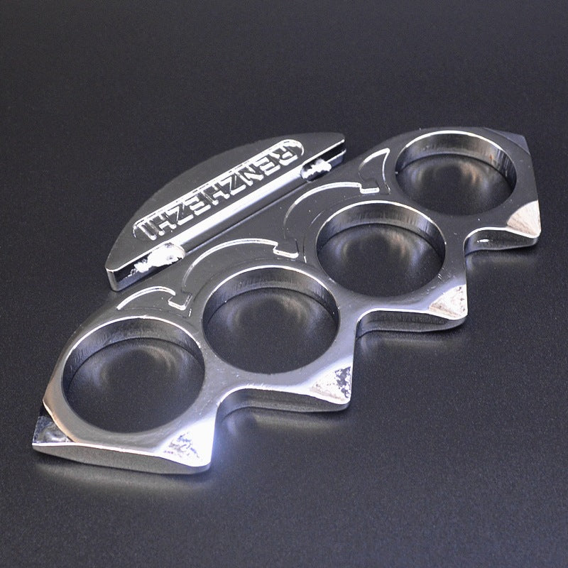 Ninja - Solid metal Brass Knuckles Duster Defense boxing gloves boxing buckle fitness training four fingers with defense boxing protective gear - Tophatter Daily Deals