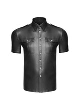 Black Wet Look Short Sleeve Shirt With Front Pockets > Clothes > Mens Latex - Tophatter Daily Deals