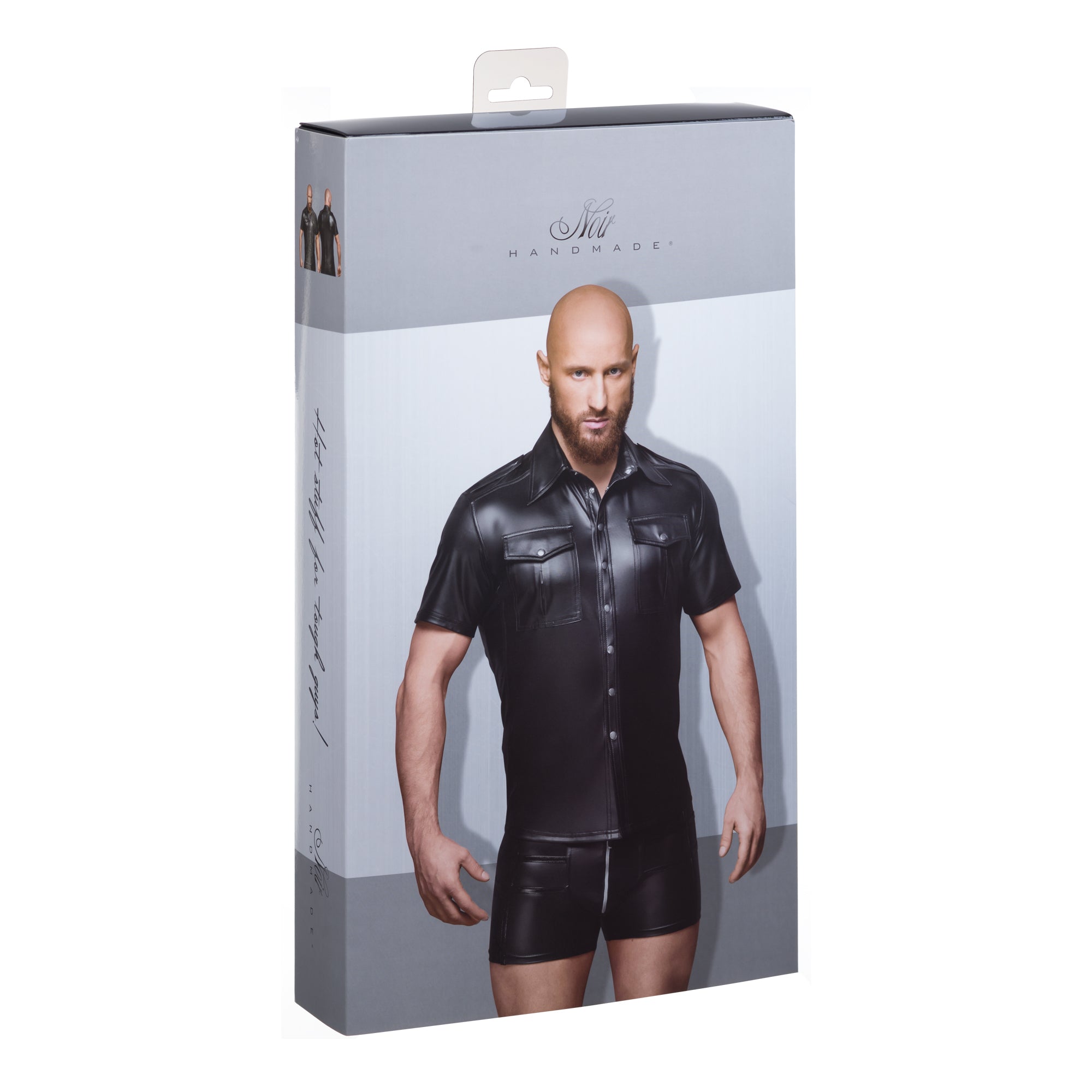 Black Wet Look Short Sleeve Shirt With Front Pockets > Clothes > Mens Latex - Tophatter Daily Deals