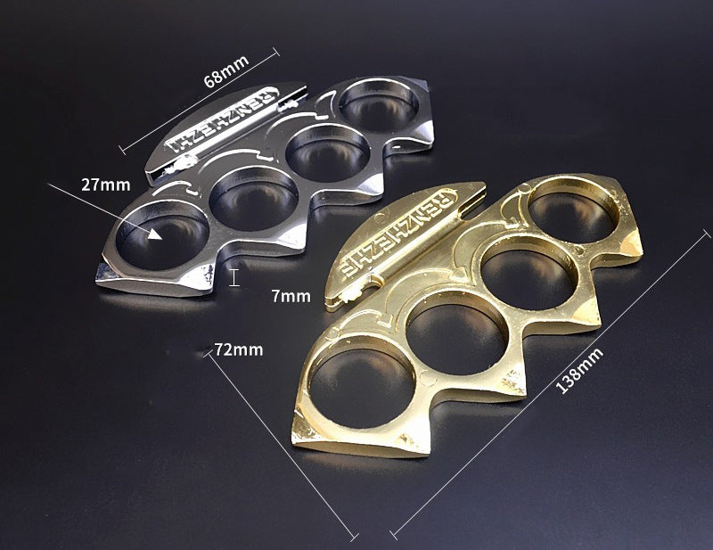 Ninja - Solid metal Brass Knuckles Duster Defense boxing gloves boxing buckle fitness training four fingers with defense boxing protective gear - Tophatter Daily Deals
