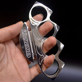 Ninja - Solid metal Brass Knuckles Duster Defense boxing gloves boxing buckle fitness training four fingers with defense boxing protective gear Silver - Tophatter Daily Deals