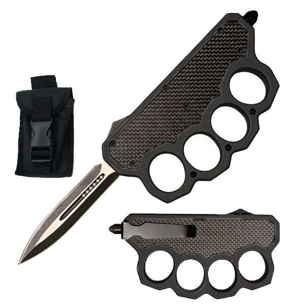 Carbon Fiber Knuckle Out The Front OTF Knife Collectible Weapons - Tophatter Daily Deals