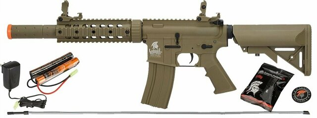LANCER TACTICAL AIRSOFT POLYMER M4 GEN 2 SD AEG RIFLE - TAN - Tophatter Daily Deals